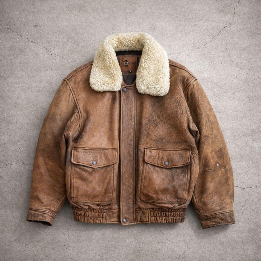 90s vintage leather jacket g1 a2 羊革 - メルカリ