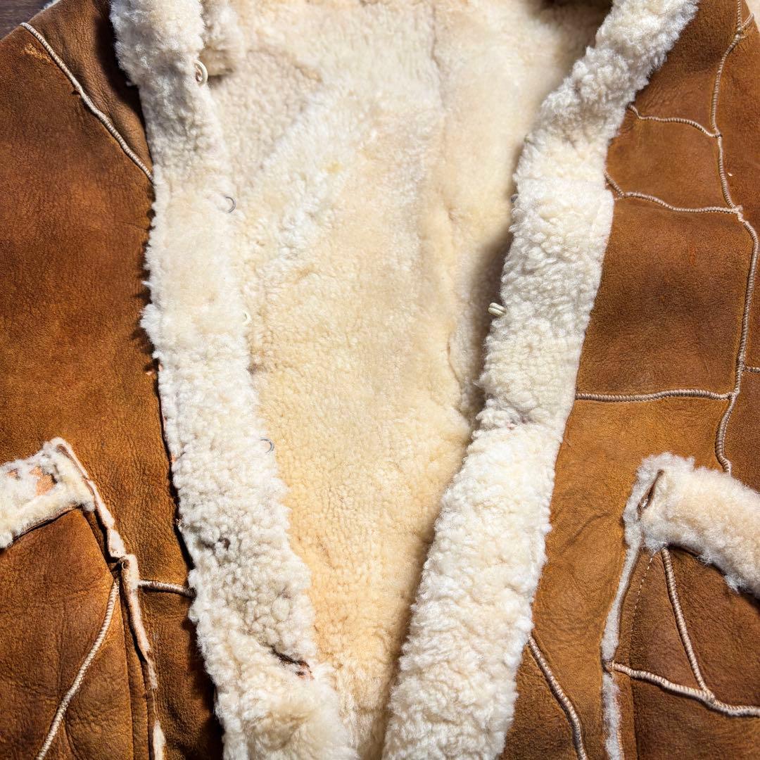 Unknown ヴィンテージ アンティーク パッチワークムートンベスト