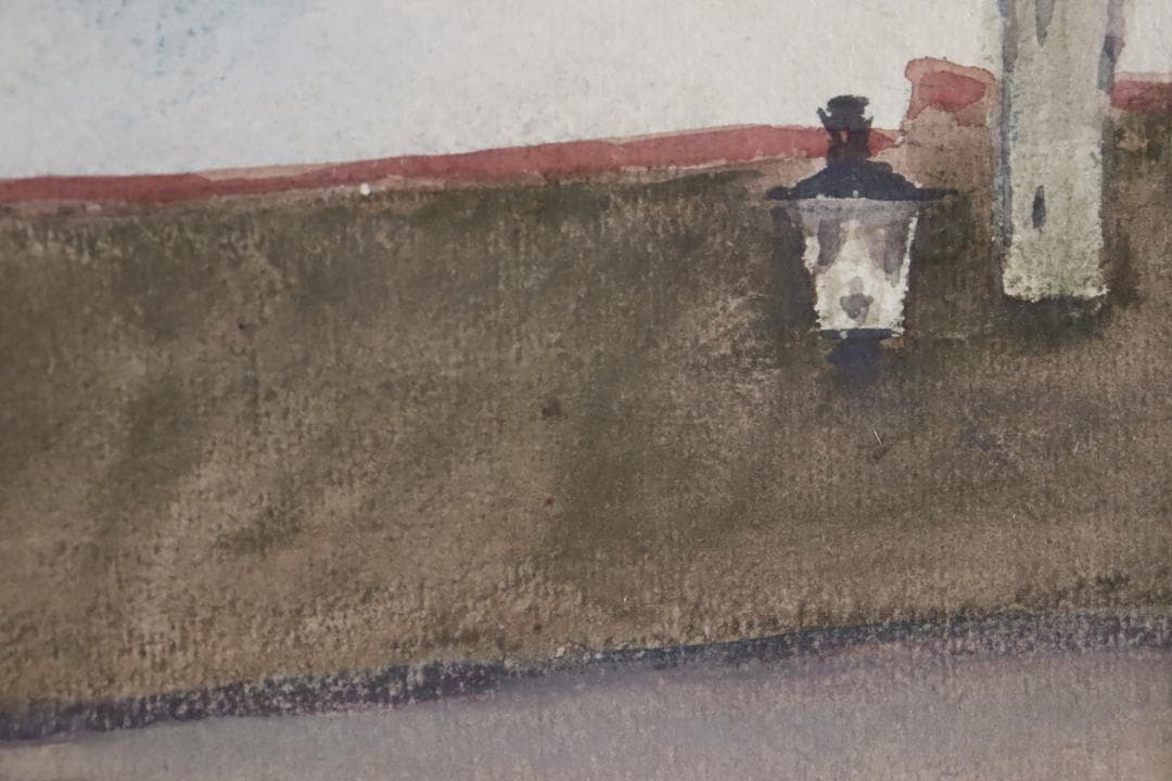 真作保証 三宅克己 風景画 水彩5号 タトウ箱 油彩技法を用い