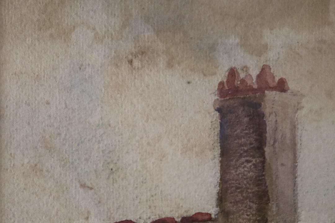 真作保証 三宅克己 風景画 水彩5号 タトウ箱 油彩技法を用い