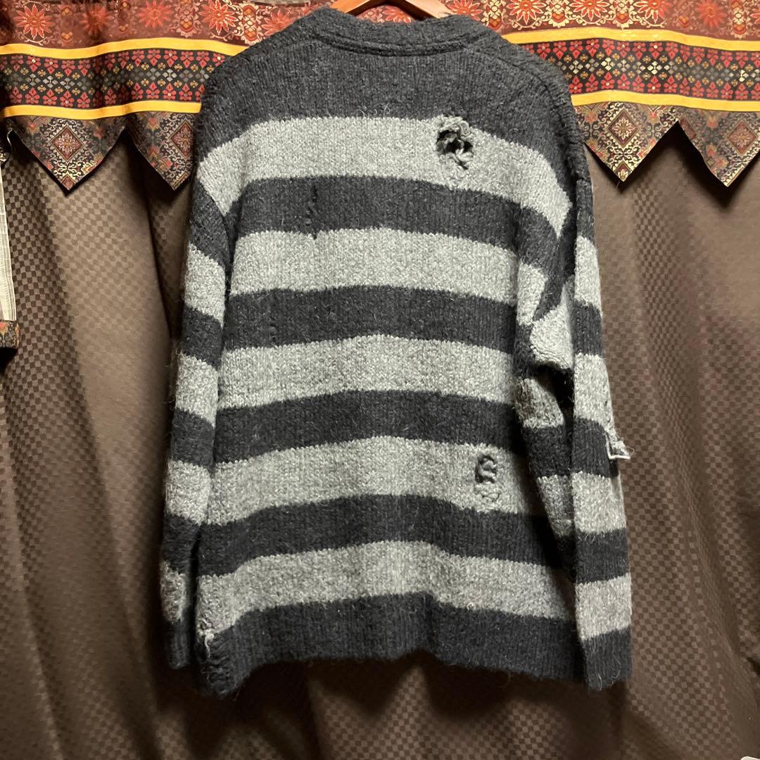 ナンバーナイン ダメージ加工 ボーダーカーディガン グランジ カート