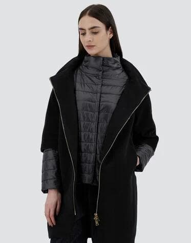 美品☆HERNO｜人気 2WAY レイヤードダウン コクーン ブラック 42