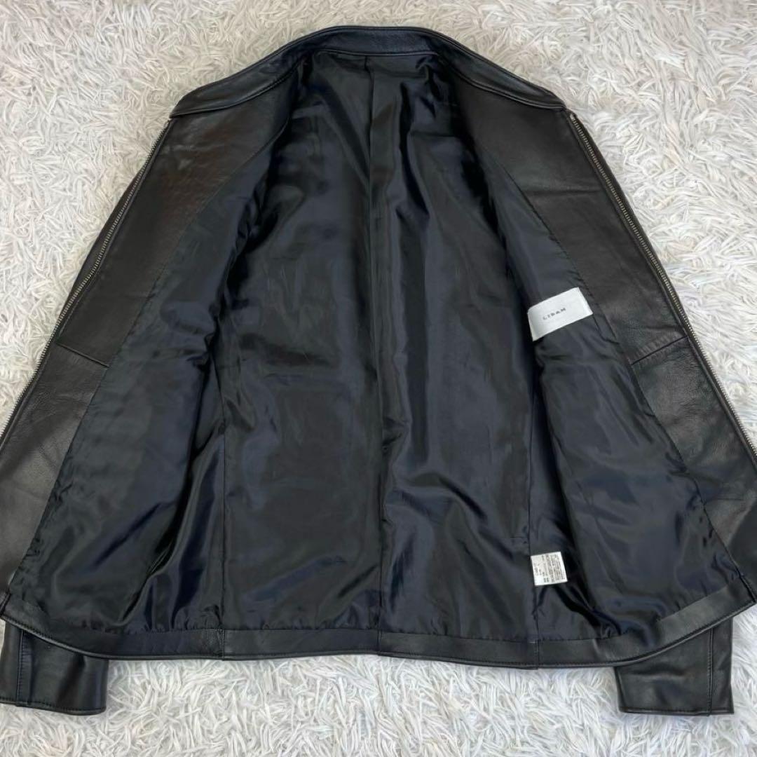 大きいサイズL✨リドム シングルライダースジャケット 黒 Wジップ 羊革