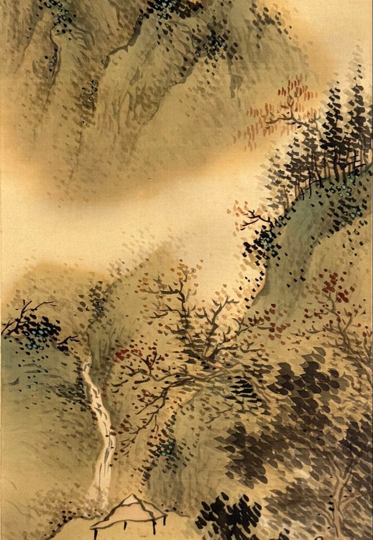 竹塘山人筆 絹本肉筆 青緑山水 共箱 掛軸 送料込み250902 - メルカリ