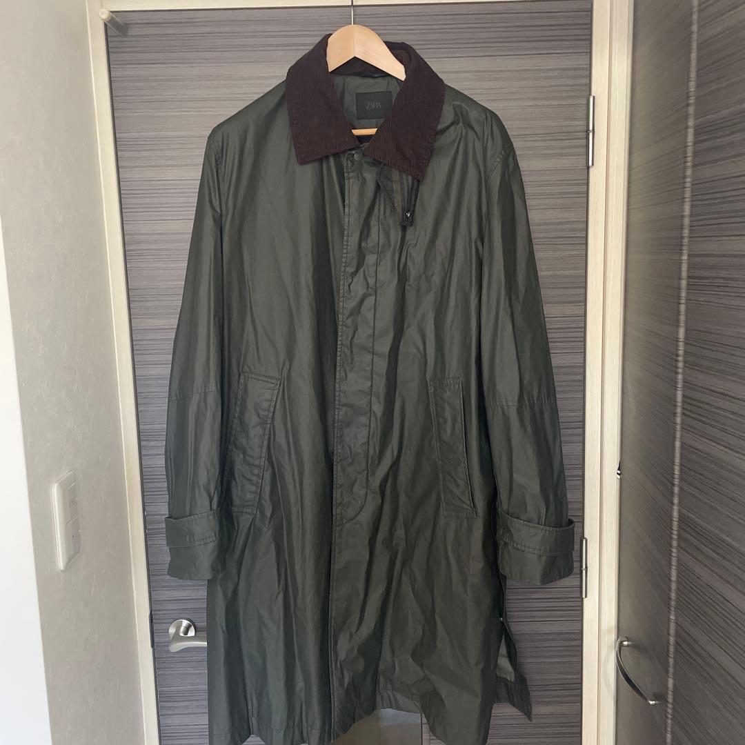 ZARA】コントラストカラーラペル付きワックスフィニッシュトレンチ