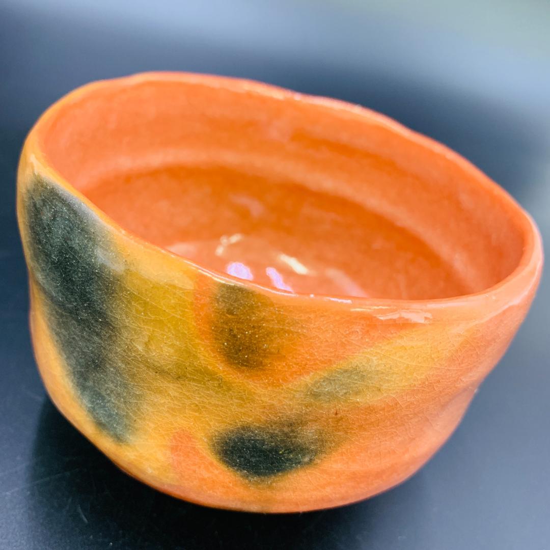 美品 佐々木松楽 赤楽茶碗 楽焼 抹茶碗 茶道具 京焼 伝統工芸 箱付