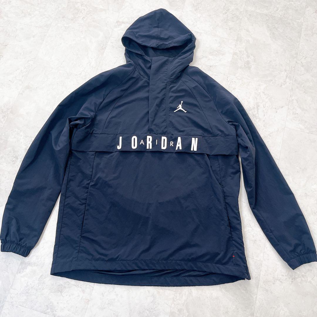 Jordan フード付きナイロンジャケット メンズ ブラック S ハーフジップ
