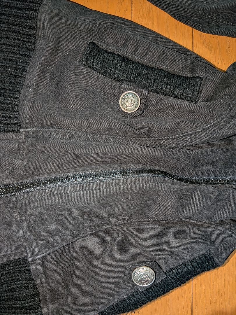 Y2Kブラックミリタリー風ジャケットニット襟付き - メルカリ