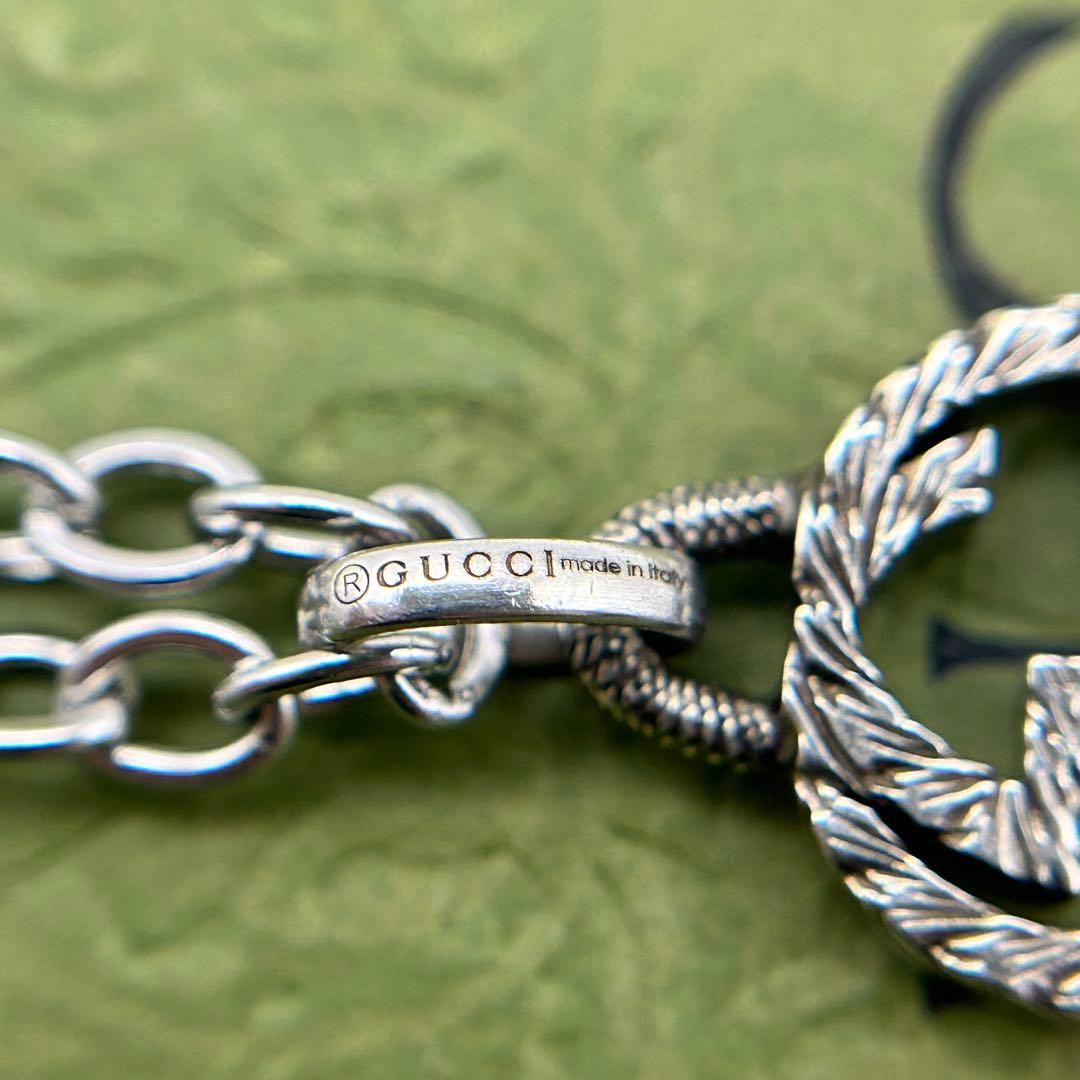 グッチ インターロッキングG アラベスク ネックレス 燻し銀 社外