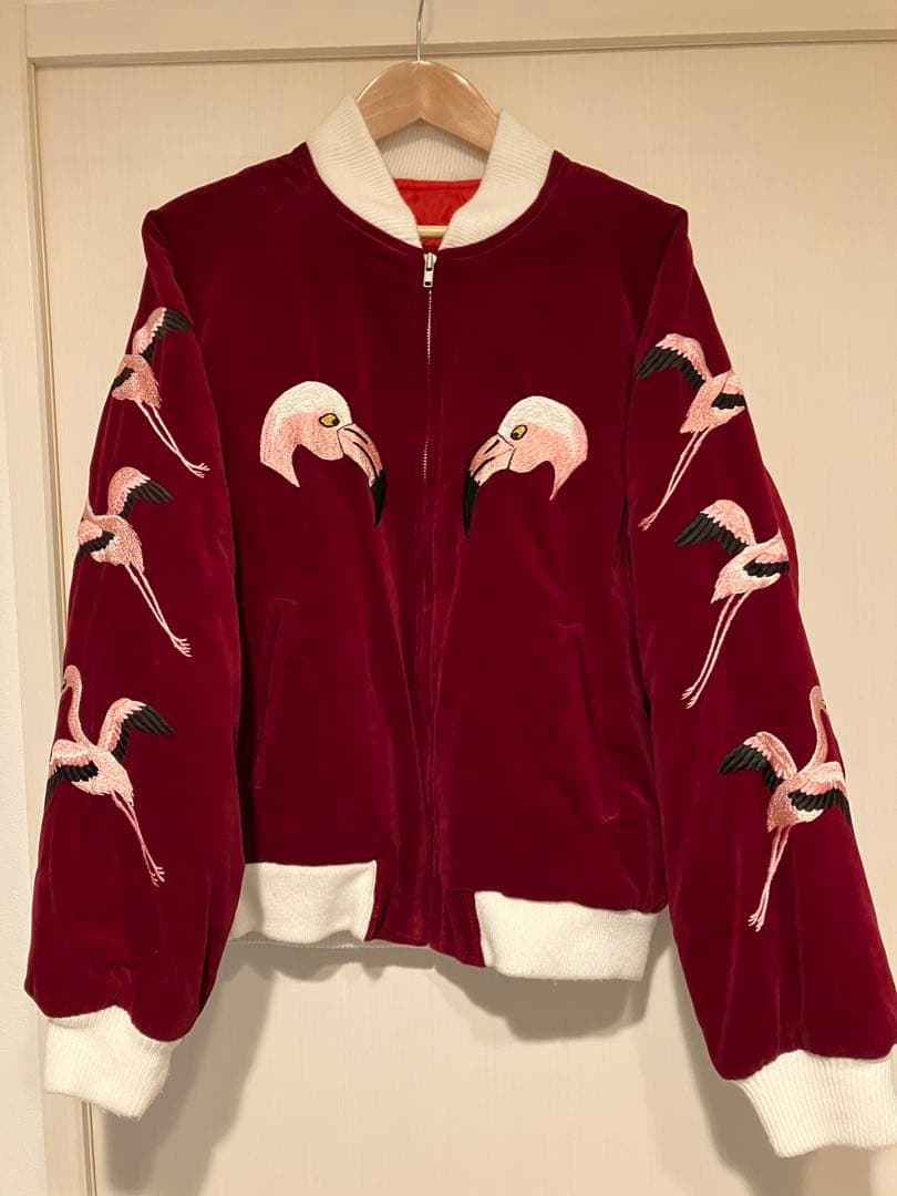 スカジャン別珍 フラミンゴ ロカビリー サイズS - メルカリ