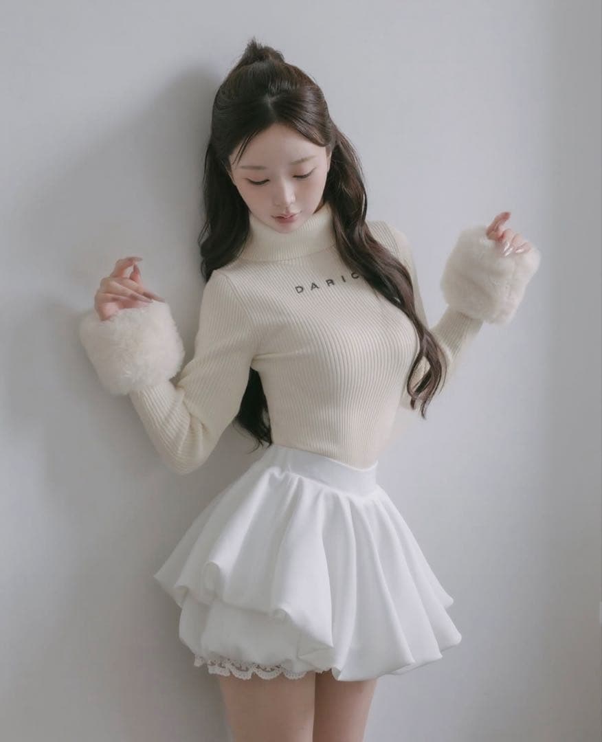 Darich スムースファーリブニットトップス アイボリー - メルカリ