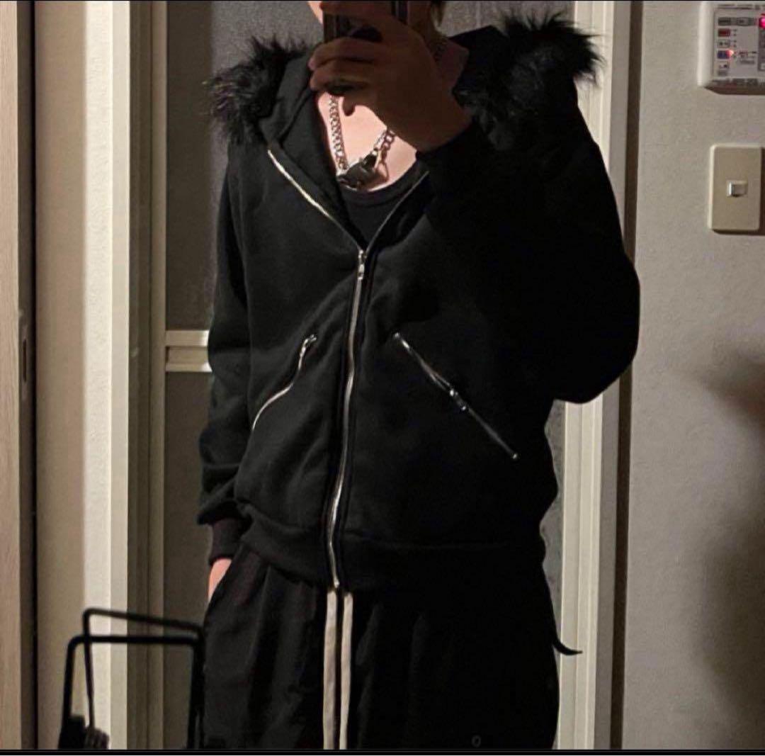 ファー付き パーカー y2k グランジ パンク opium - メルカリ