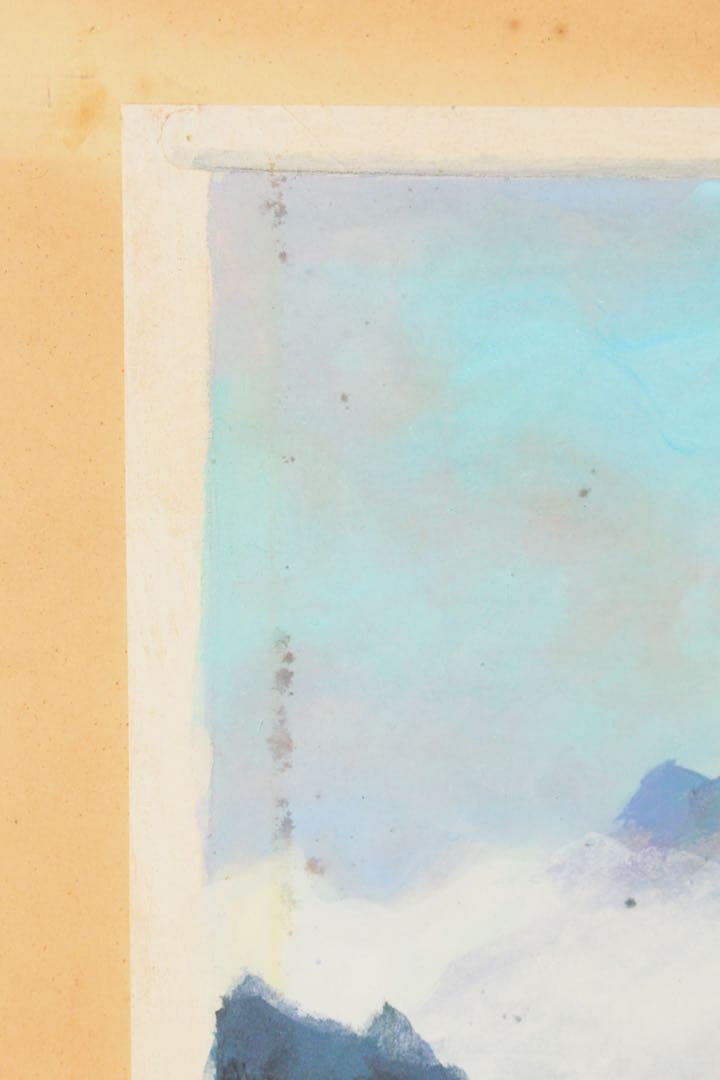 No5540 額装　米重忠夫　「八が岳山麗」　日本画　10号　紙本　送料無料