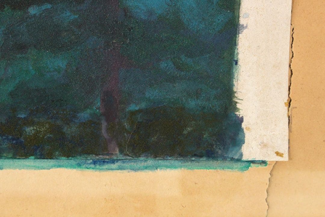 No5540 額装　米重忠夫　「八が岳山麗」　日本画　10号　紙本　送料無料