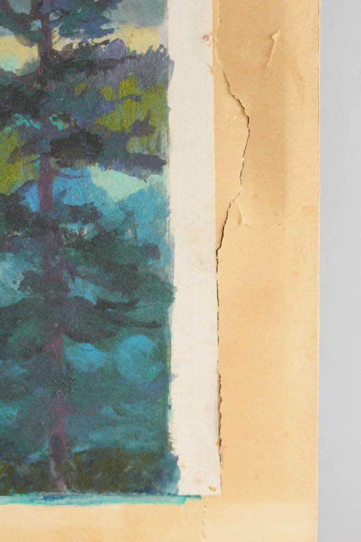 No5540 額装　米重忠夫　「八が岳山麗」　日本画　10号　紙本　送料無料