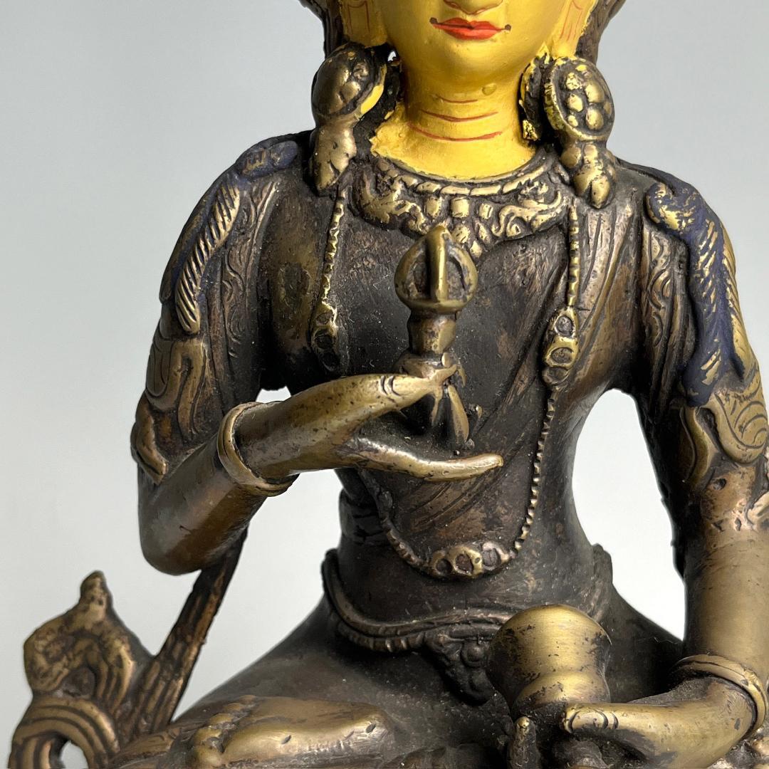銅金観音菩薩坐像 塗金仏 鍍金仏 チベット仏教 仏教美術 仏像 中国古玩