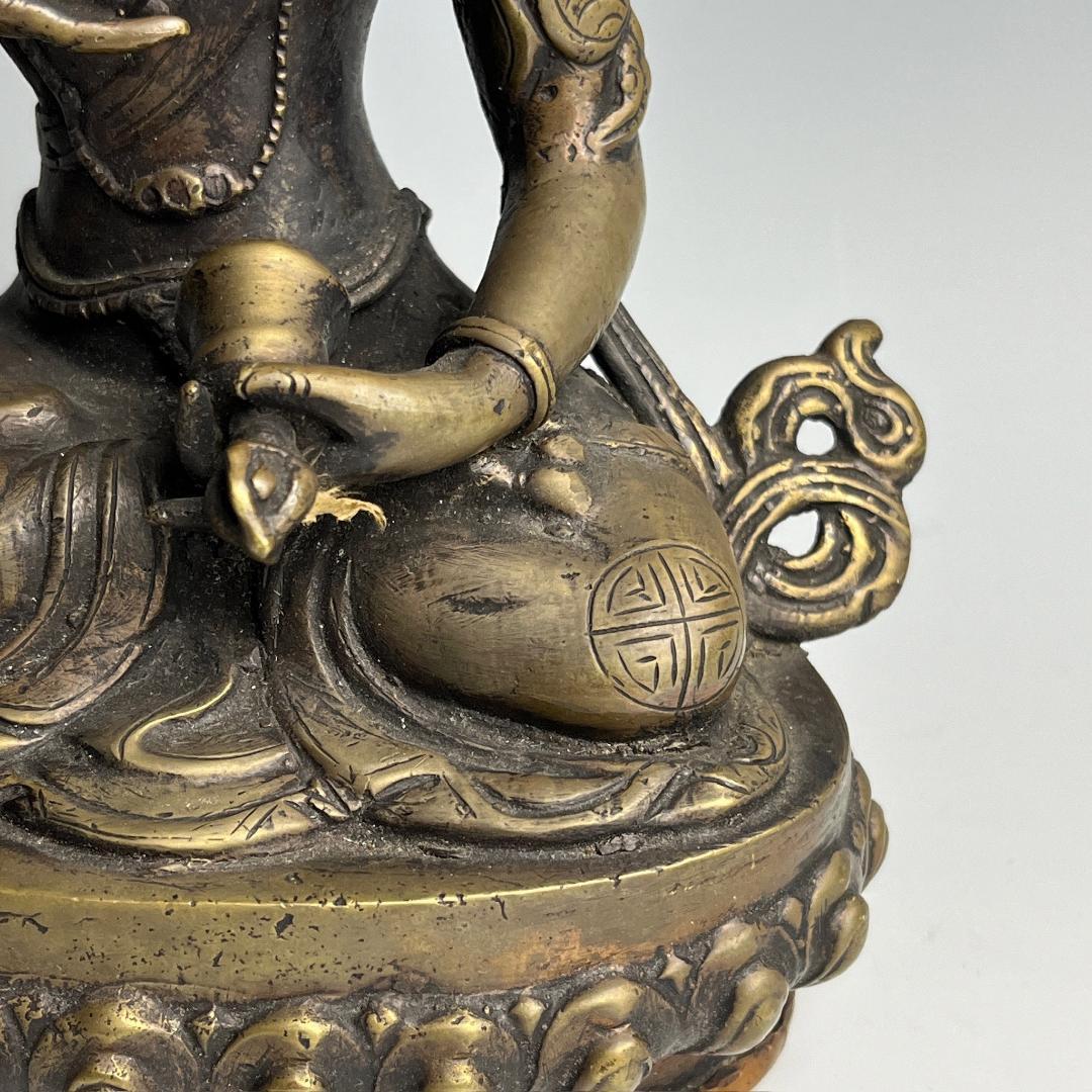 銅金観音菩薩坐像 塗金仏 鍍金仏 チベット仏教 仏教美術 仏像 中国古玩