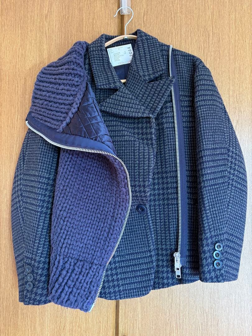 sacai サカイ ウールメルトン ニットドッキング ジャケットコート sacai（サカイ） 18AW ウールメルトンドッキングコート 18-01818M