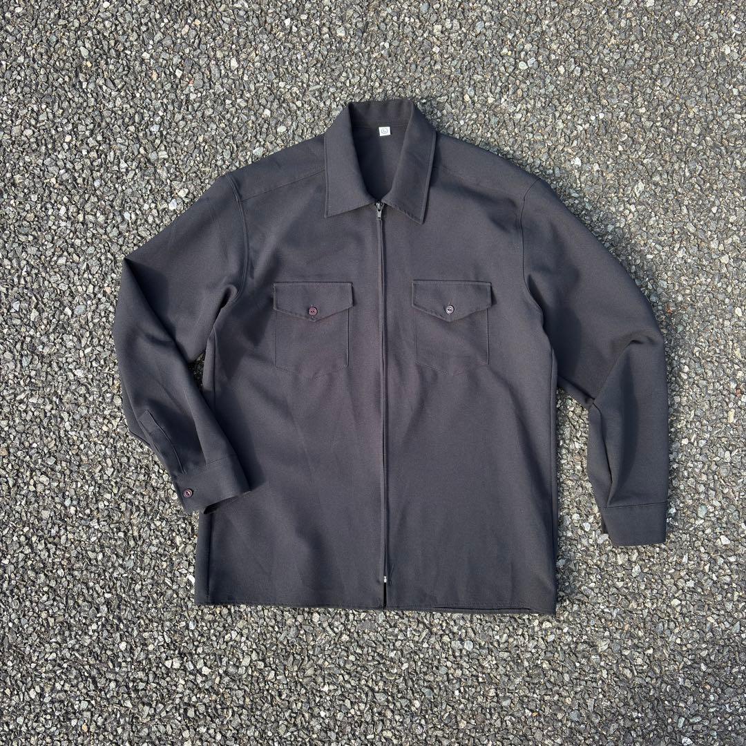 WYM TECH WOOL GABARDINE ZIP BLOUSOダークグレー