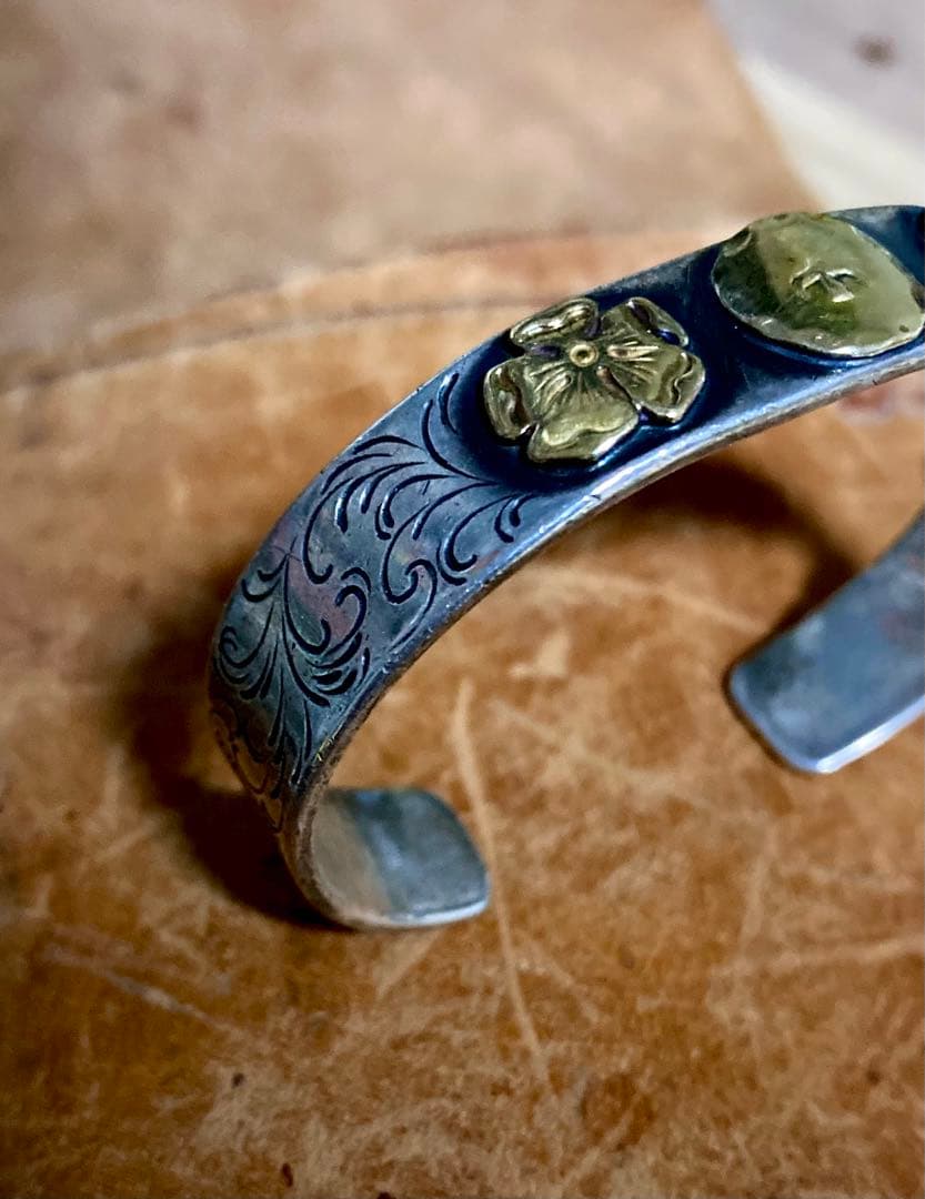 ビンテージ ゴローズ goro`s ダブルローズ 唐草特注バングル オールド