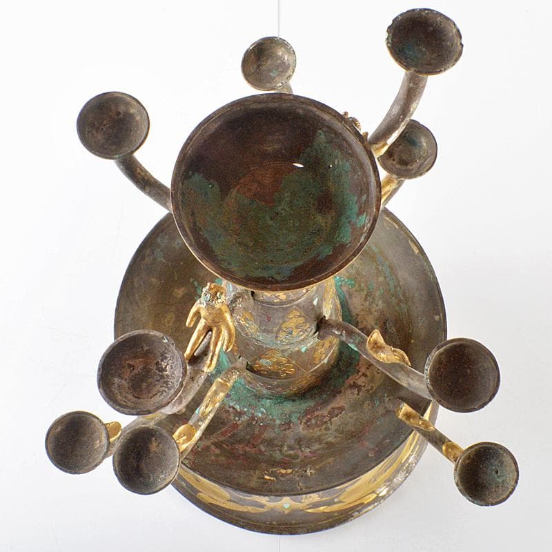 中国 古銅 金象嵌神獣人物文 燭台 蝋燭立 D R5281B - メルカリ