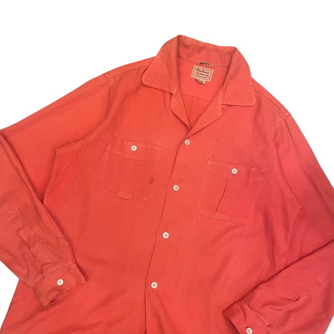 サーモンピンク】50s vintage レーヨンオープンカラーシャツ 激レア