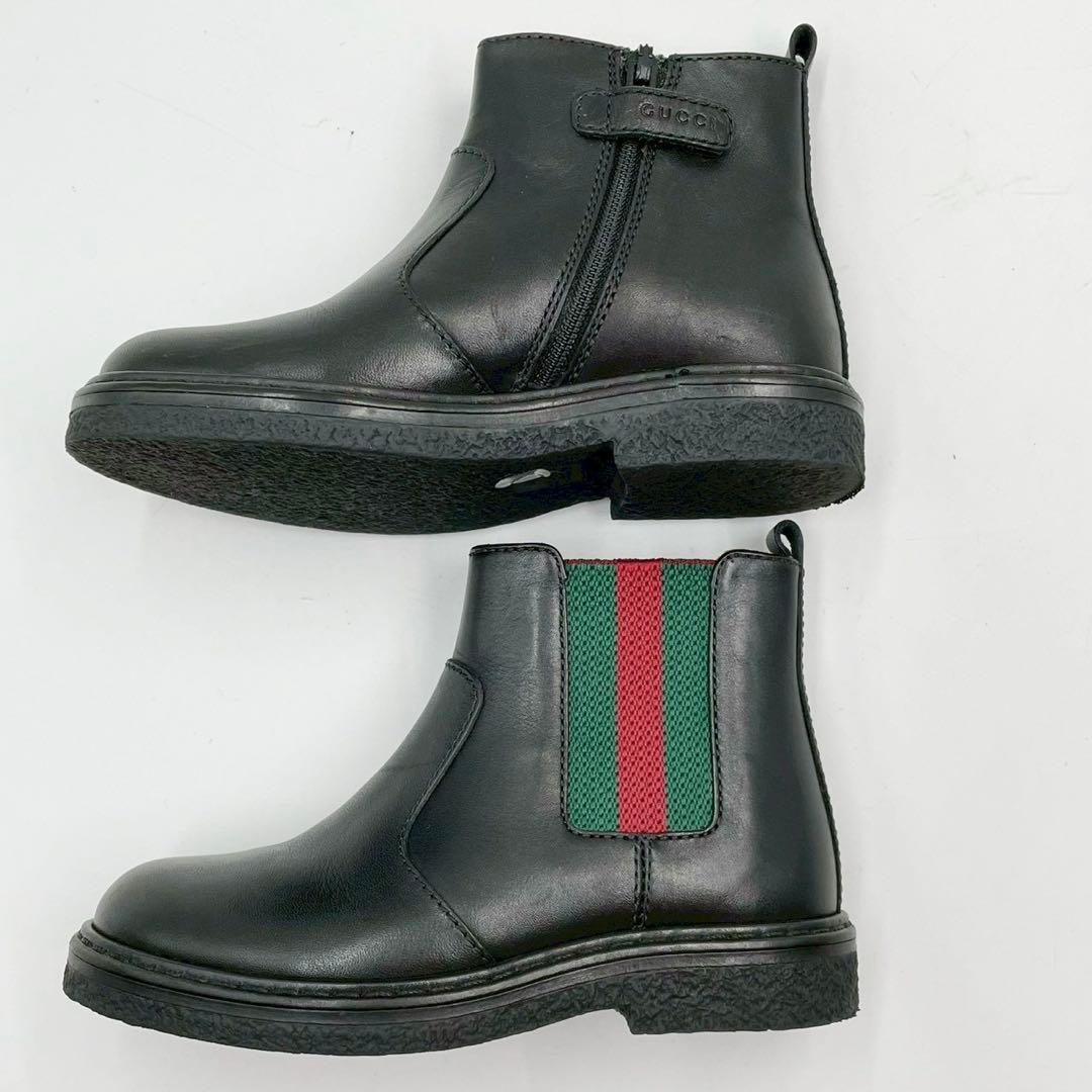極美品 グッチ サイドゴアブーツ シェリーライン レザー ブラック