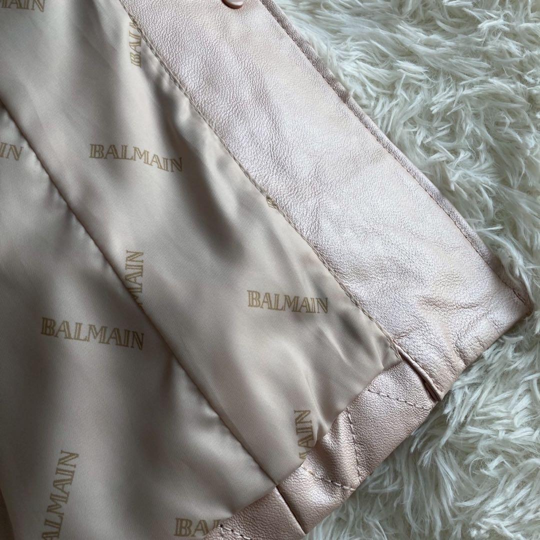 BALMAIN キルティングレザーコート ピンク 5号 大人 キレイめ シンプル