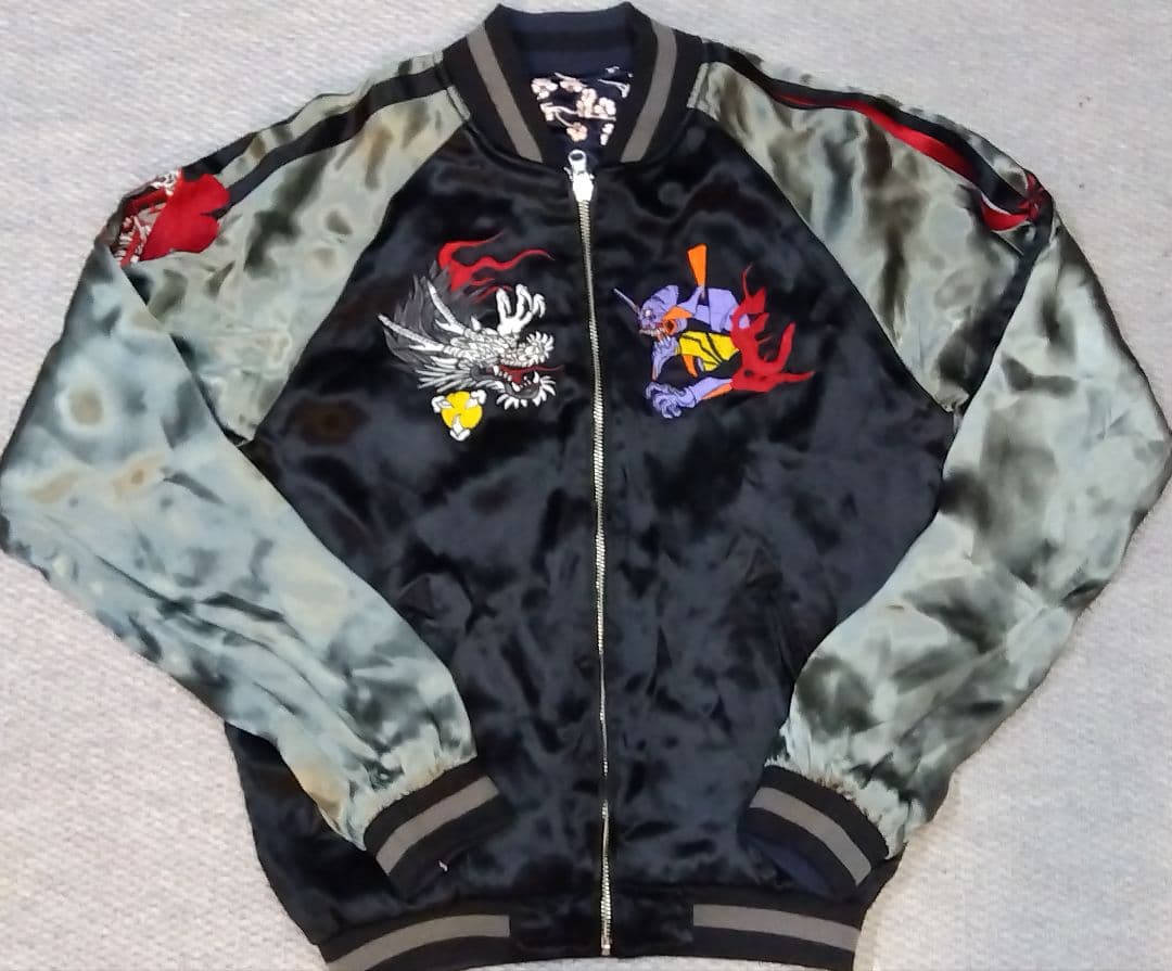 エヴァ×錦×雅結 コラボ 初号機VS飛龍 綾波桜刺繍スカジャン sizeS