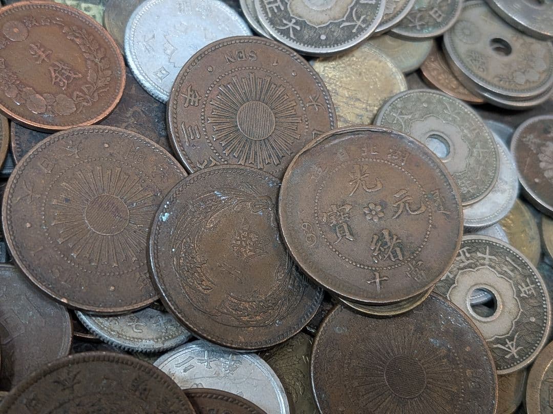 【古銭・旧紙幣・大量】天保通宝、寛永通宝、永楽通宝、銀貨・銅貨など 3.5kg