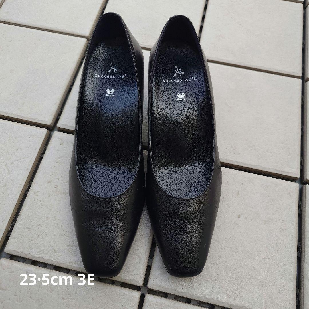 Wacoal success walk ブラックパンプス 23.5cm 3E - メルカリ