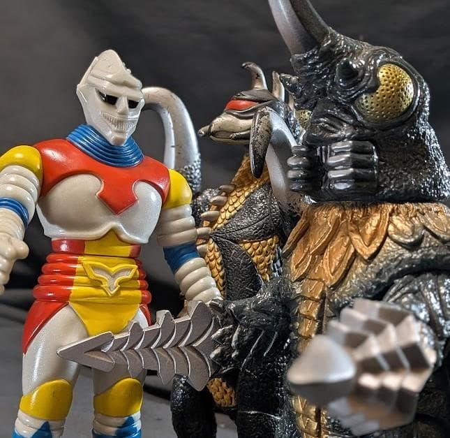 ジェットジャガー・メガロ・ガイガン（バンダイ）昭和ゴジラ登場怪獣 ソフビ３体