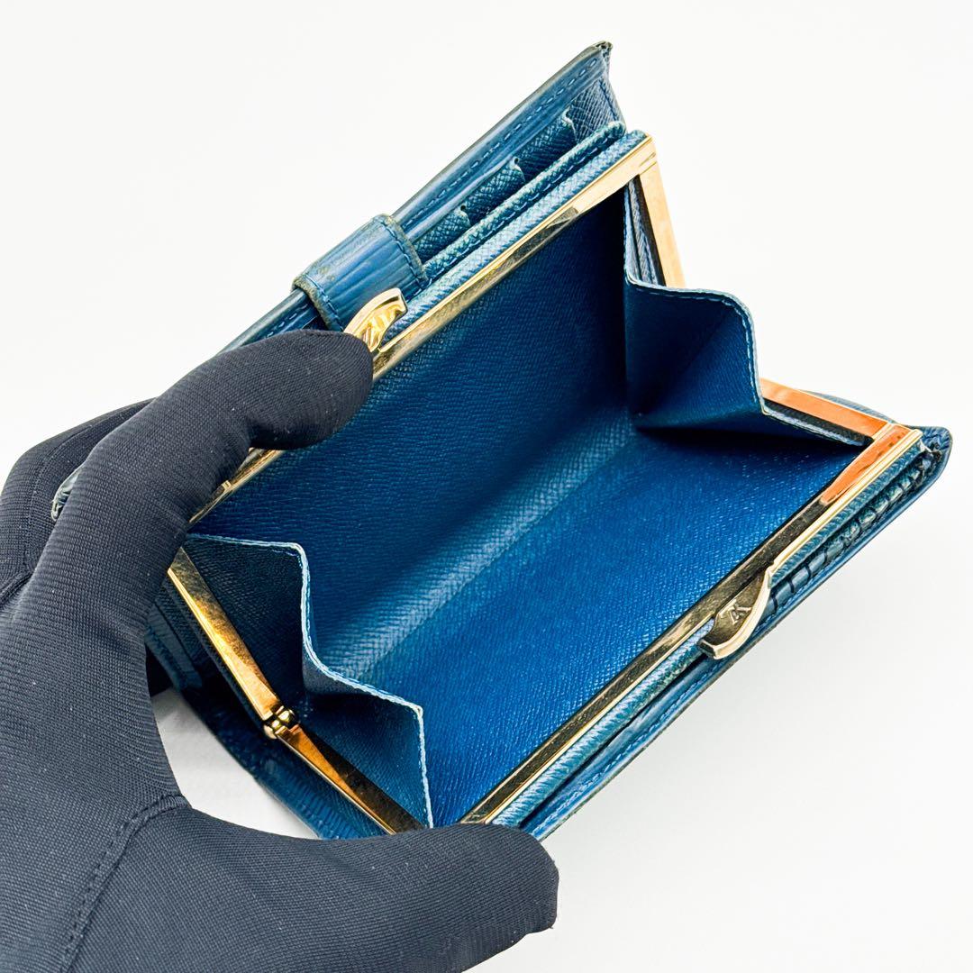ルイヴィトン モノグラム ヴィエノワ 二つ折り財布 がま口 青 エピ