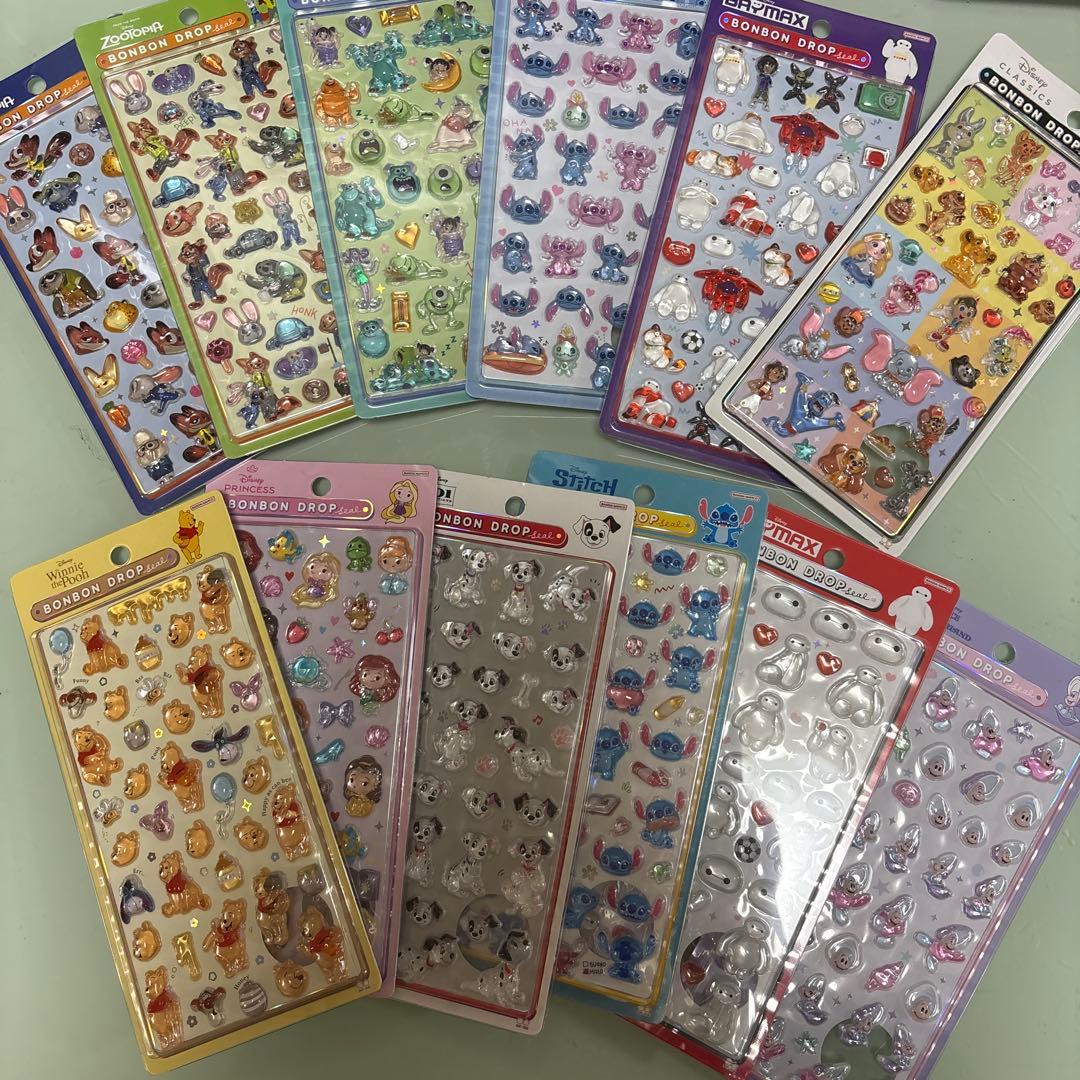 ボンボンドロップシール　ディズニー　正規品　12種まとめ売り通常サイズ　激レア ボンボンドロップシール ディズニー】2024年12月発売の全8種まとめ｜再