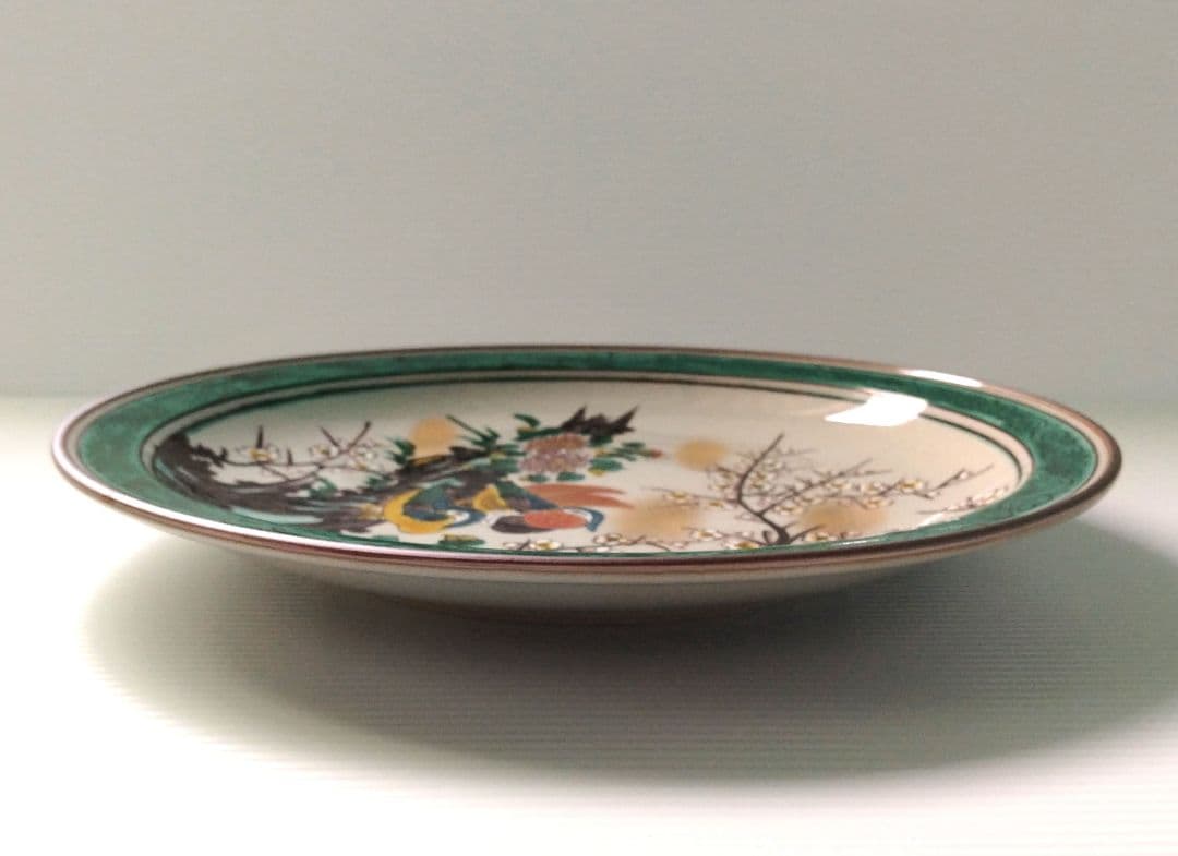 九谷焼 九谷松月 松月 花鳥図 飾り皿 飾皿 大皿 絵皿 10号 31cm - メルカリ