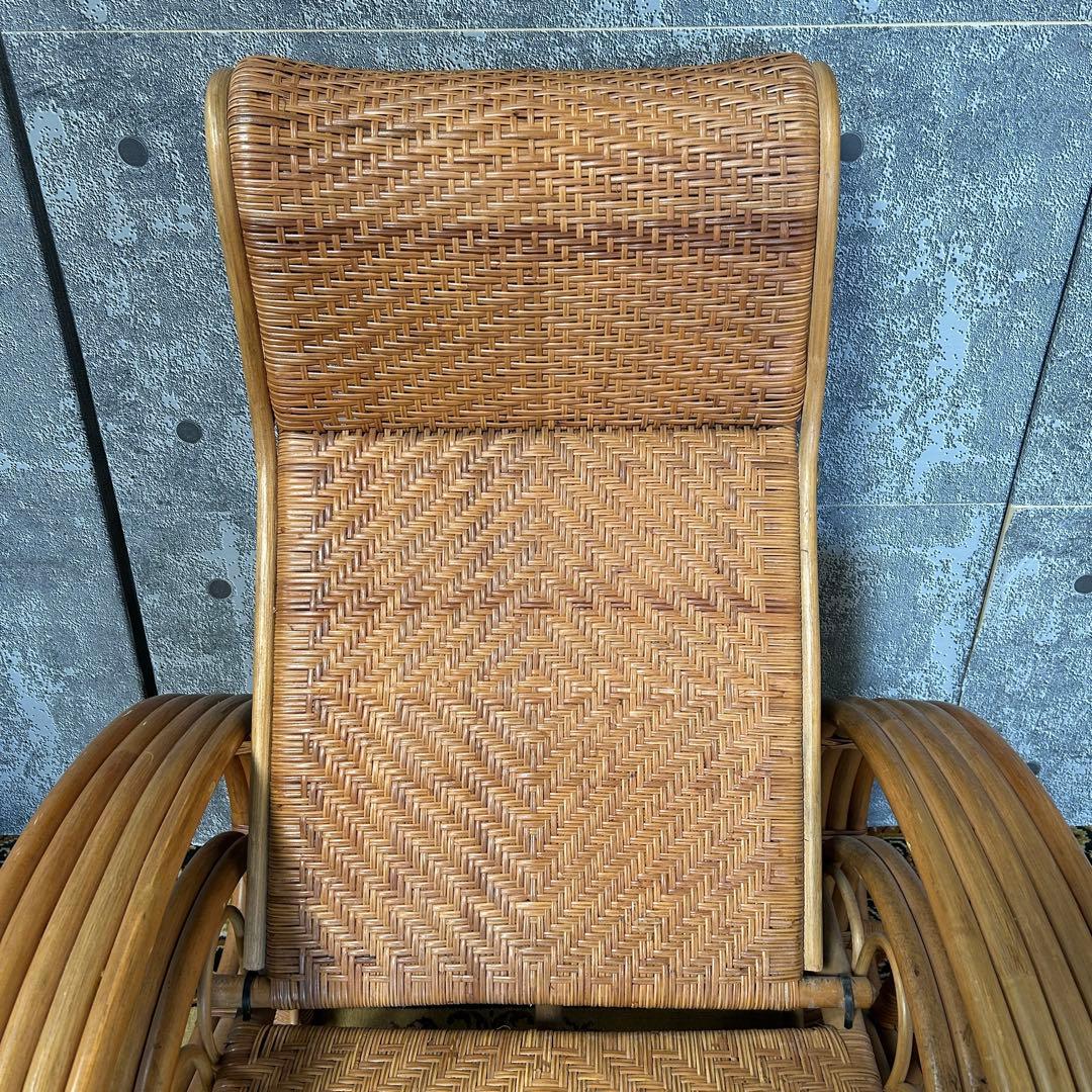 籐家具꧂ラタンリクライニングチェア いす イス 椅子 昭和レトロ