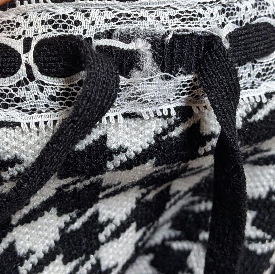 ハニーミュウ 千鳥柄ハイネックアンサンブルトップス ブラック