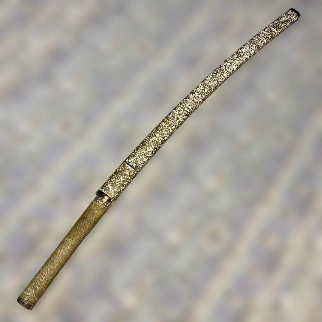 格安豪華版模造刀 黄色柄 鍔無し 金糸模様白鞘