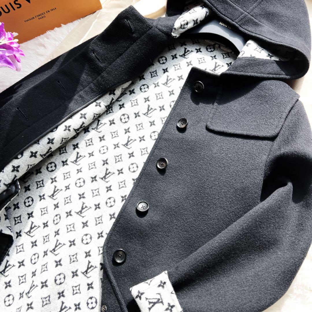美品 LOUISVUITTONヴィトン モノグラム フーデッド ロングコート