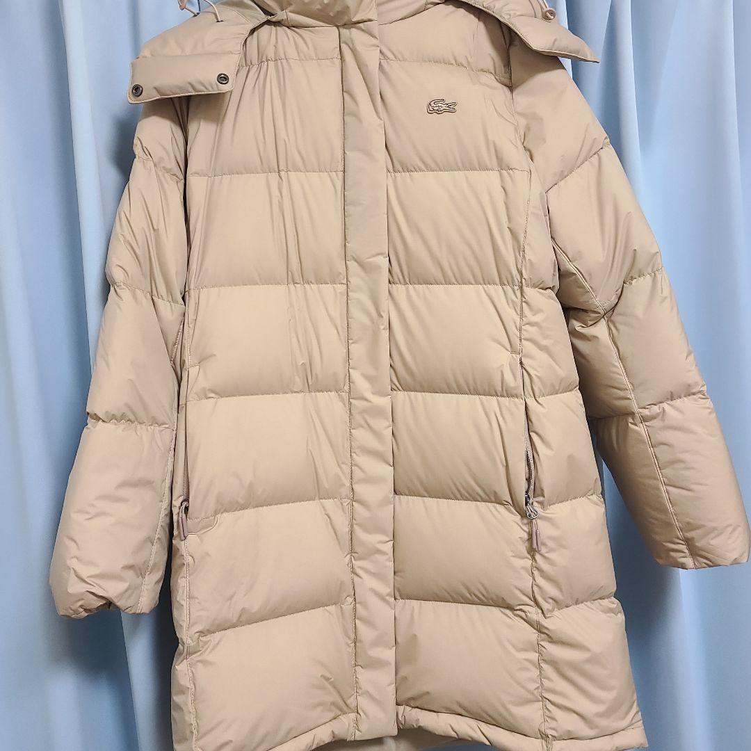 ラコステ LACOSTE フード脱着ダウンコート ベージュ ロングダウン