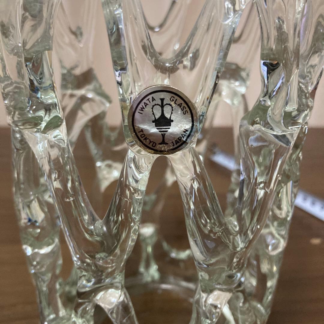 値下げ！世界に誇れる岩田ガラス 昭和レトロ アートIWATAガラス 花瓶