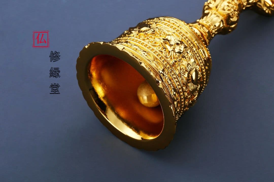 修縁堂】密教法具古美術品 鬼面五鈷蓮金剛鈴 チベット密教 高さ18.5cm