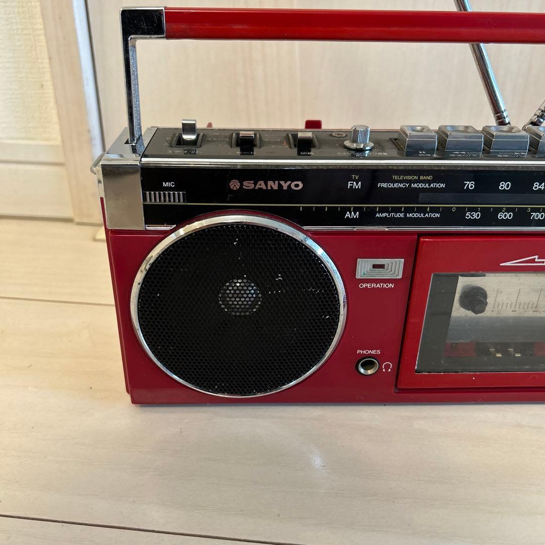 ラジカセ 昭和レトロ SANYO MR-U4MK2 赤 オールドスクール - メルカリ