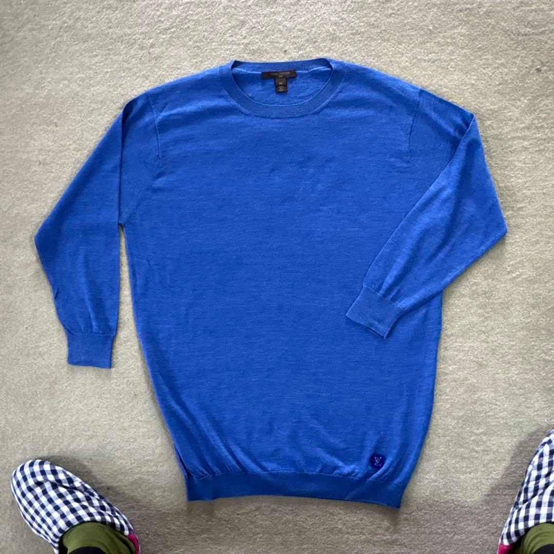 ルイヴィトンの7分袖のセーター LOUIS VUITTON（ルイ・ヴィトン） ダミエ セーター ニット ブラック 黒