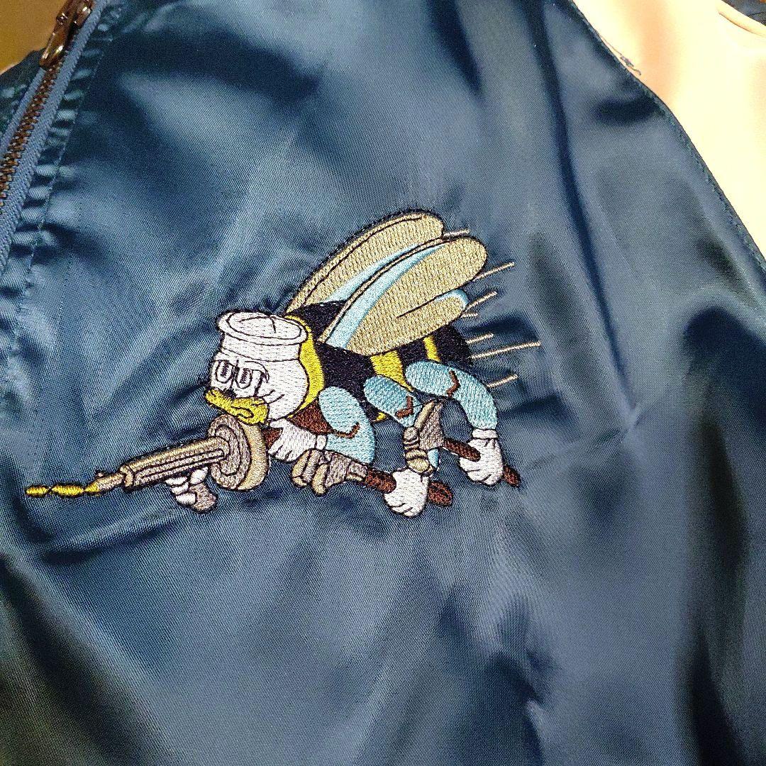 U.S.Navy 刺繍 スカジャン リバーシブル L SEA BEES 鶴