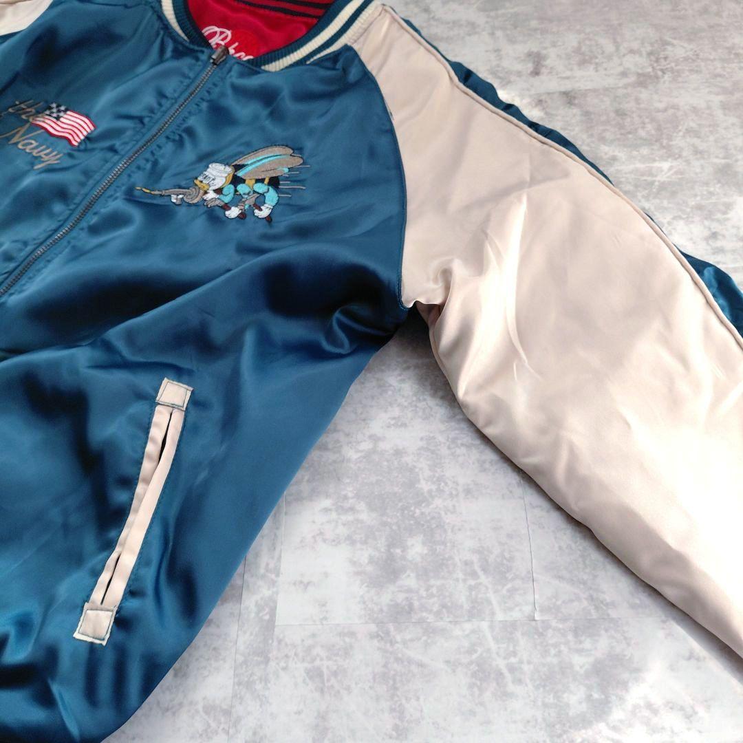 U.S.Navy 刺繍 スカジャン リバーシブル L SEA BEES 鶴