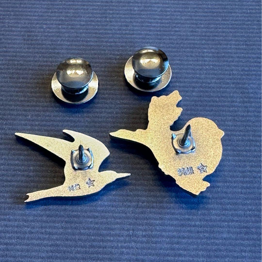 田中貴金属 純銀ピンバッジ◇「日本野鳥の会」2つセット 雀 コアジサシ