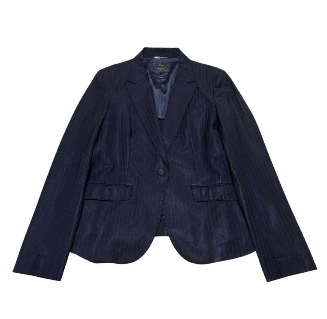 23区 ストライプスーツ テーラードジャケットフレアスラックスパンツ L