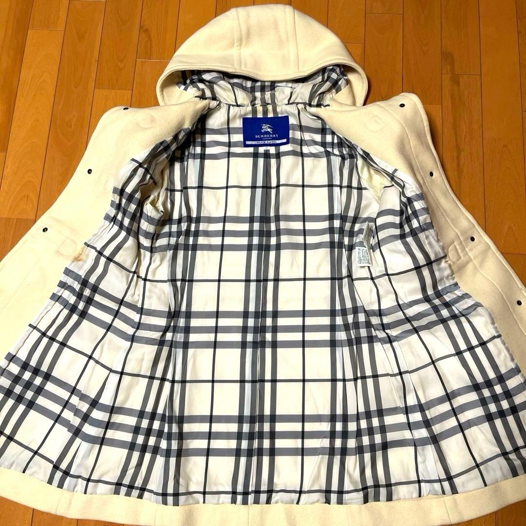 バーバリーブルーレーベル ダッフルコート メガチェック フード付