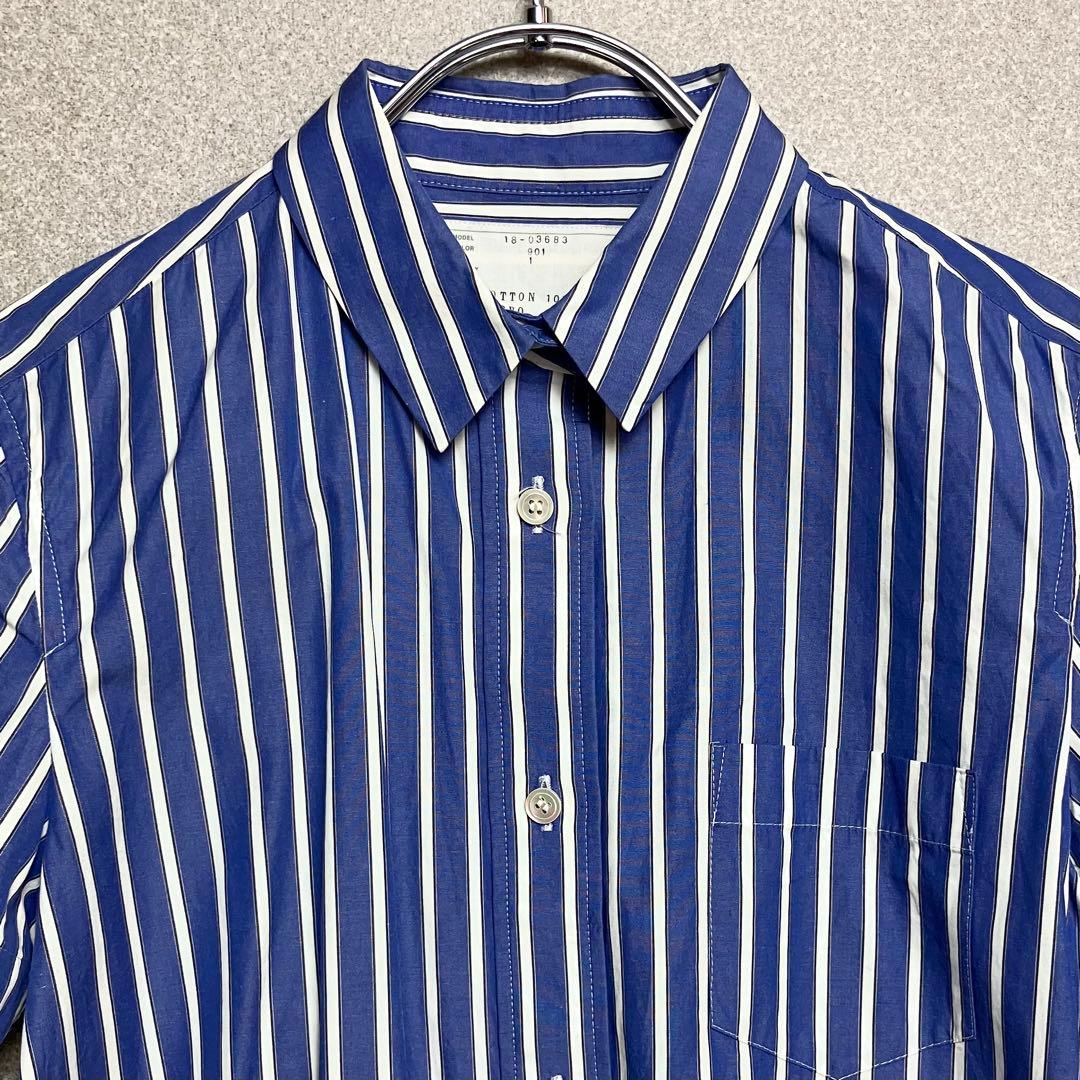 sacai ストライプシャツ 裾プリーツ 白レース 異素材切替 タック サカイ